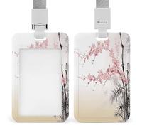 ID Card Protector Cherry Blossoms Tree Zen Id Badge Holder with Lanyard for Work Office Nurse Teacher Women Student Gifts