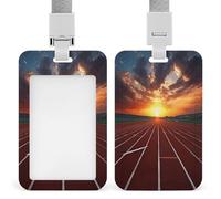 ID Card Protector Dusk Running Track Id Badge Holder with Lanyard for Work Office Nurse Teacher Women Student Gifts