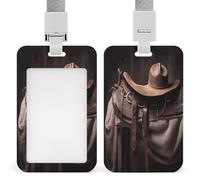 ID Card Protector Horse Saddle with A Cowboy Hat Wild Id Badge Holder with Lanyard for Work Office Nurse Teacher Women Student Gifts