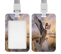 ID Card Protector Hunting Flying Wild Ducks Id Badge Holder with Lanyard for Work Office Nurse Teacher Women Student Gifts