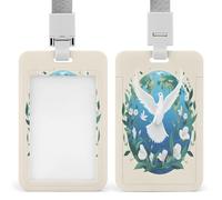 ID Card Protector Peace on Earth Id Badge Holder with Lanyard for Work Office Nurse Teacher Women Student Gifts