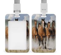 ID Card Protector Running Horses Id Badge Holder with Lanyard for Work Office Nurse Teacher Women Student Gifts