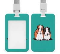 ID Card Protector Two Guinea Pigs Cartoon Id Badge Holder with Lanyard for Work Office Nurse Teacher Women Student Gifts