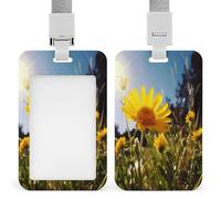 ID Card Protector Yellow Flower Under The Sun Id Badge Holder with Lanyard for Work Office Nurse Teacher Women Student Gifts