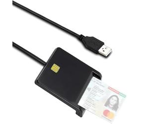 ID Card Reader with Mini Disk, USB Smart Card Reader, Plug and Play CAC Memory Card Reader, ISO 7816 Class A, AB, C Compliant, USB 2.0 Common Access, Compatible with Windows and Linux