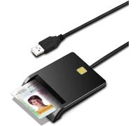 ID Card Reader with Mini Disk,USB Smart Card Reader, USB 2.0 Common Access CAC Memory Card Reader Compatible with Windows and Linux, Plug and Play