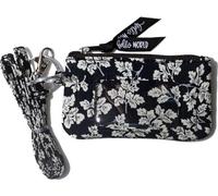ID Case Wallet with Lanyard - Women's Fashion ID Holder Keychain (Midnight Leaf)