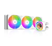 ID-COOLING FX360 LCD White - Premium 360mm AIO Liquid CPU Cooler with 1.48″ Full-Color LCD Display, 350W TDP, Intel LGA1851/1700 & AMD AM5/AM4 Support