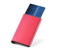 ID Credit Bank Card Holder Wallet Luxury Brand Men Women Anti Blocking Protected Magic Slim Mini Small Money Wallets Case(Red)