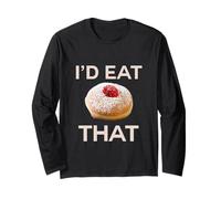 I'd Eat That Hanukkah Sufganiyot Jewish Donuts Latke Menorah Long Sleeve T-Shirt