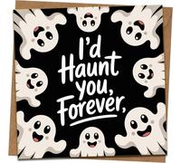 I'd Haunt You Forever Ghost Funny Halloween Anniversary Card, 145mm Square, Cute Spooky Love Greeting for Boyfriend Girlfriend Husband Wife, Blank Inside, Kraft Envelope Included