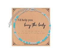 I'd Help You Bury The Body Code Bracelet, Glass Beaded Chain Bracelets Friend Friendship String Bracelet For Women Men Birthday Christmas Jewelry Earnings (Blue, 20cm)