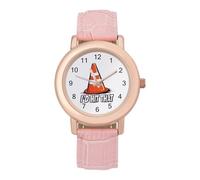 I'd Hit That Traffic Cone Light Womens Leather Strap Elegant Lady Wrist Watches Casual Band Three-Hand Watch