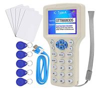 ID IC HID Card Copier, NFC Reader, 125KHz 13.56MHz 10 Frequency RFID Key fob Cards Reader/Writer/Duplicator, UID Decoder, USB Copier, with 10PCS Rewritable Key Cards