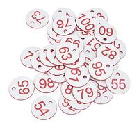 ID Number Tags, 50 Pcs Plastic Round Hang Tags with Hole for Beehives Livestock Plant Keys Luggage, Identification Number Label (White 51-100)
