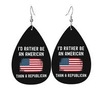I'D Rather Be An American Than A Democrat Leather Earrings For Women Dangle Earring Drop Pendant With Hook Gifts For Adult Girl