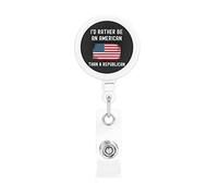 I'd Rather Be an American Than A Democrat Retractable Badge Holder Reel Clip Id Card Holder forNurse Student Office Worker
