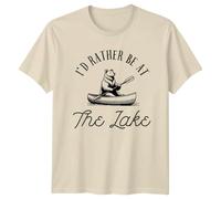 Id Rather Be at The Lake Bear Canoeing Outdoor Lake Life Mens T-Shirt Womens Graphic Tee Unisex Top 2XL