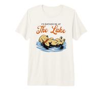 I'd Rather Be at The Lake Funny Floating Dog Summer Premium T-Shirt