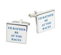 I'd Rather Be At The Races Cufflinks - Onyx Art CK596 Men's Novelty Cuff Links In Premier Life Packaging