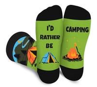 I'D RATHER BE CAMPING Funny Sport Socks，Novelty Gifts for Men Dad Teen Boys