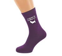 I'd Rather Be Cuddling my Basset Hound with Dog Image Printed on Ladies Purple Socks, 4-8