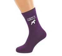 I'd Rather Be Cuddling my Schnauzer with Dog Image Printed on Ladies Purple Socks, 4-8