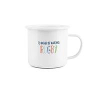 I'd Rather Be Enamel Mug - I'd Rather Be Watching Rugby Novelty Durable Hot Drinks Outdoor Cup for Travel Picnics Home Hiking