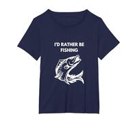 Id Rather Be Fishing Funny Fish T-Shirt, Women's Plus, Navy Blue, 2X
