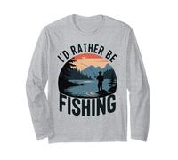 I'd Rather Be Fishing Retro Fisherman Outdoor Hobby Long Sleeve T-Shirt