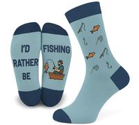 I'd Rather Be Fishing Socks Funny Fishing Gifts for Men Stocking Fillers | Size 6-12 Novelty Dad Grandad Socks Fishermen Gifts for Fisherman | Mens Christmas Funny Stocking Fillers for Men who Fish