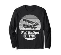 I'd Rather Be Flying Biplane Graphic Long Sleeve T-Shirt