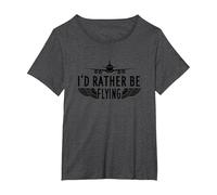 I'd Rather Be Flying T-Shirt, Women's Plus, Dark Heather Grey, 4X