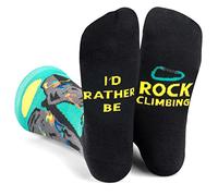 I'd Rather Be - Funny Socks For Men & Women - Gifts For Golfing, Hunting, Camping, Hiking, Skiing, Reading, Sports and more, I'd Rather Be Rock Climbing, One Size