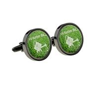 I'd Rather Be Gardening and Watering Can Image on Gunmetal Finish Round Cufflinks