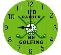 I'd Rather Be Golfing Golf Wall Clock, Funny Golf Gifts for Golfers Men Dad Brother, Birthday Gift For Boyfriend Husband, Retro Man Cave Wall Decor, Silent Non Ticking Battery Operated 25x25CM