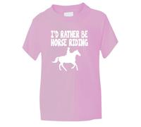 I'd Rather Be Horse Riding Boys Girls Kids T-Shirt Birthday Gift 12-13 Pink