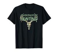 I'D RATHER BE HUNTING Deer Skull Camo Print Hunter Men Dad T-Shirt