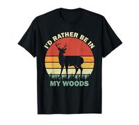 I'd Rather Be In The Woods Vintage Retro Buck Deer Hunting T-Shirt