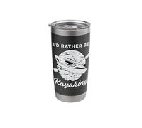 I'd Rather Be Kayaking River Canoe Paddling Retro Kayak Stainless Steel Insulated Tumbler