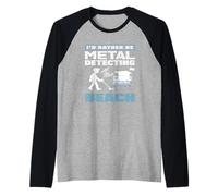 Id Rather Be Metal Detecting At The Beach Hobby Raglan Baseball Tee