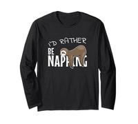 I'd Rather Be Napping Cute Chilling Lazy Sleepy Sloth Long Sleeve T-Shirt