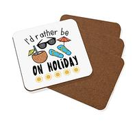 I'd Rather Be On Holiday Coaster Drinks Mat Set Of 4