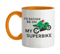 I'd Rather Be On My Superbike - 11oz - Ceramic Two-Tone Mug for Coffee/Tea - Orange/White - One Size