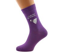 I'd Rather be Playing Badminton with Shuttlecock Image Printed in White on Ladies PURPLE Socks Great Mothers Day Present