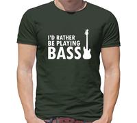 I'd Rather Be Playing Bass Guitar - Mens T-Shirt - Army - Medium Military Green