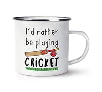 I'd Rather Be Playing Cricket Retro Enamel Mug Cup