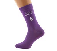 I'd Rather be Playing Music with Guitar Image Printed in White on Ladies PURPLE Socks Great Mothers Day Present