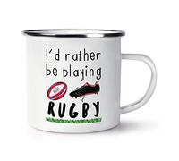I'd Rather Be Playing Rugby Retro Enamel Mug Cup