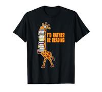 I'd Rather Be Reading Giraffe Book Lover Gift T-Shirt